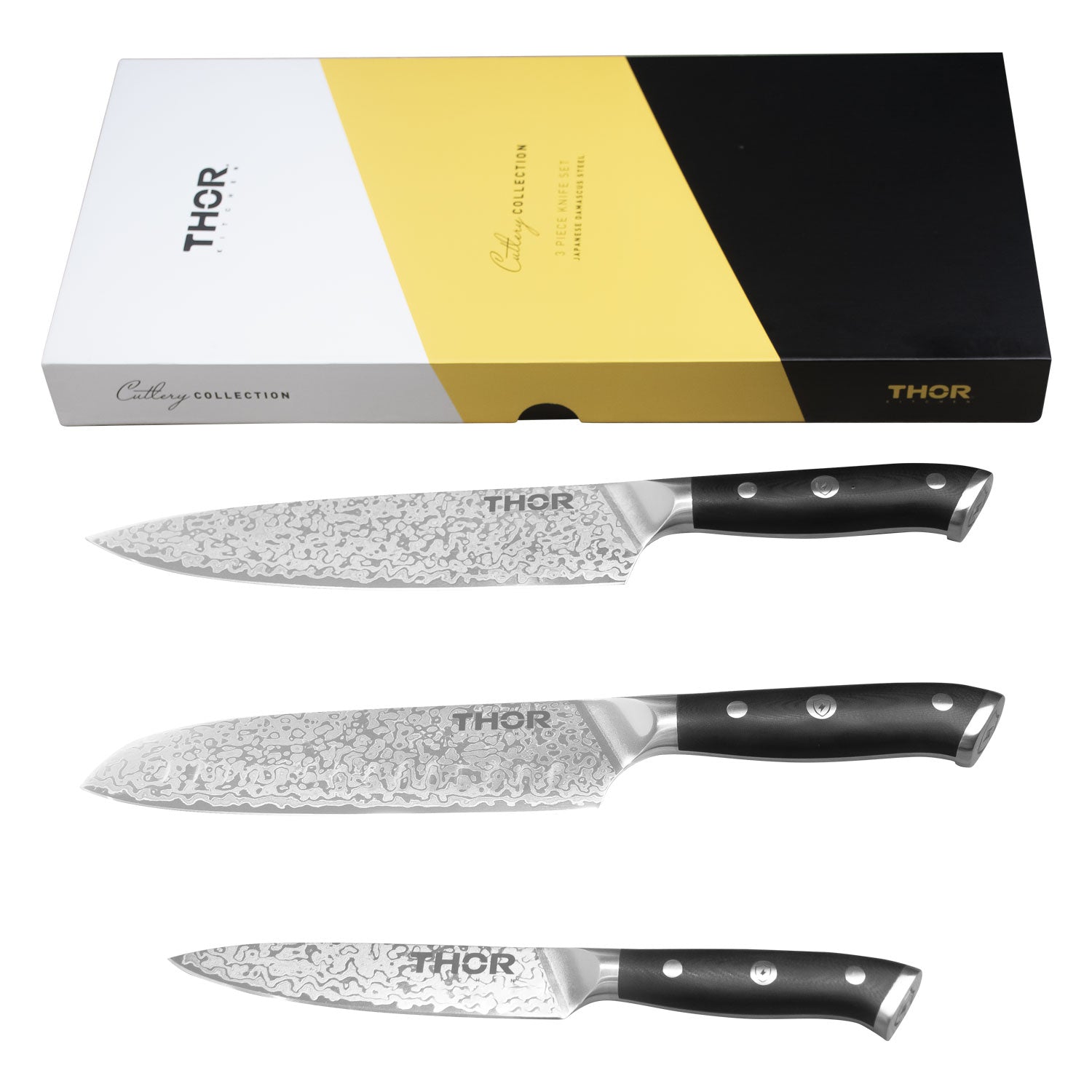 Thor Kitchen 3-Piece Damascus Knife Set – Model DS0301P